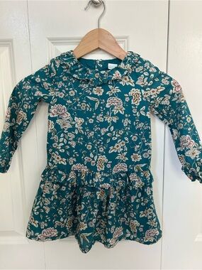 Edgehill Collection girls green floral cotton lined ruffle dress 3T cottage core